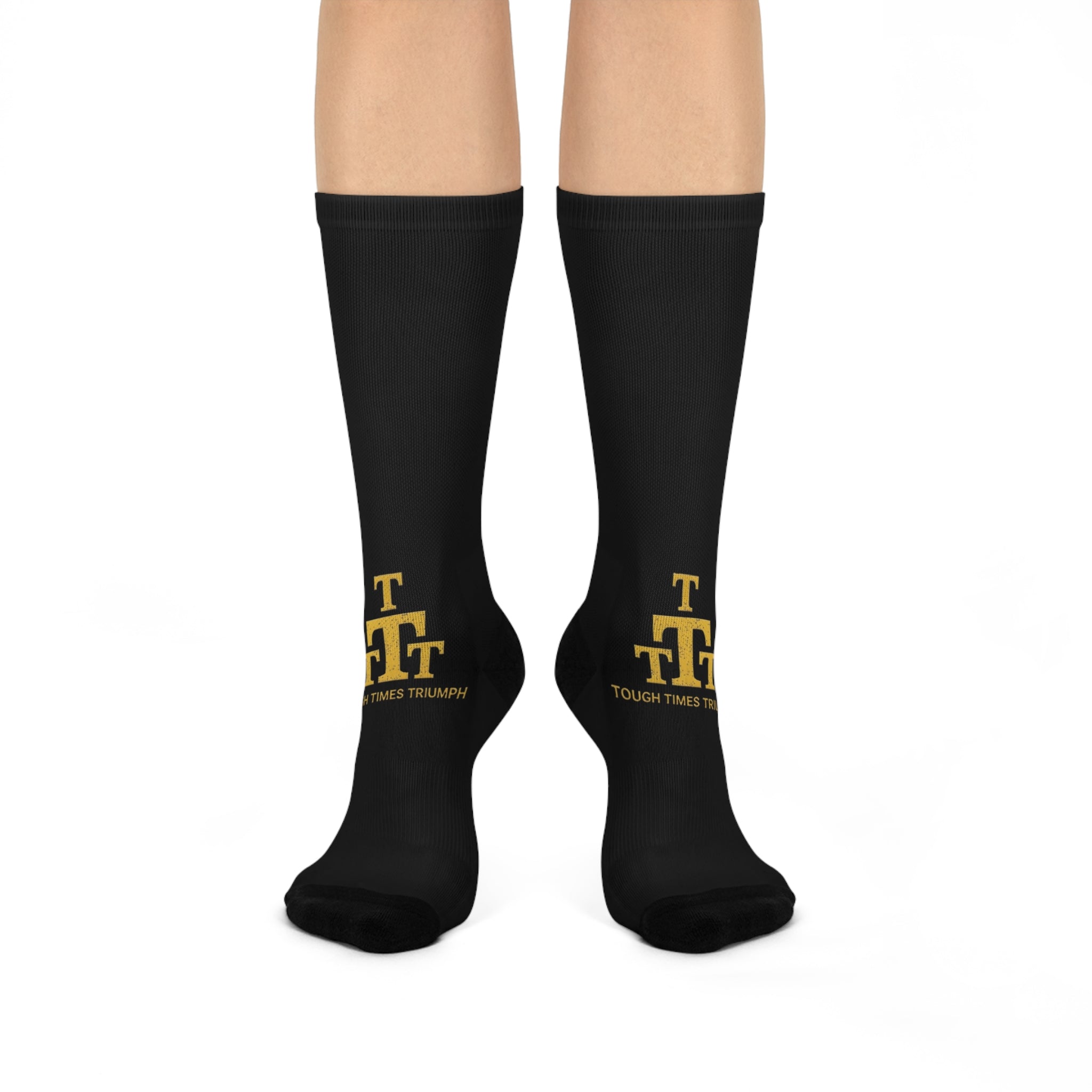 TOUGH TIMES TRIUMPH — Gold Monogram Cushioned Crew Socks