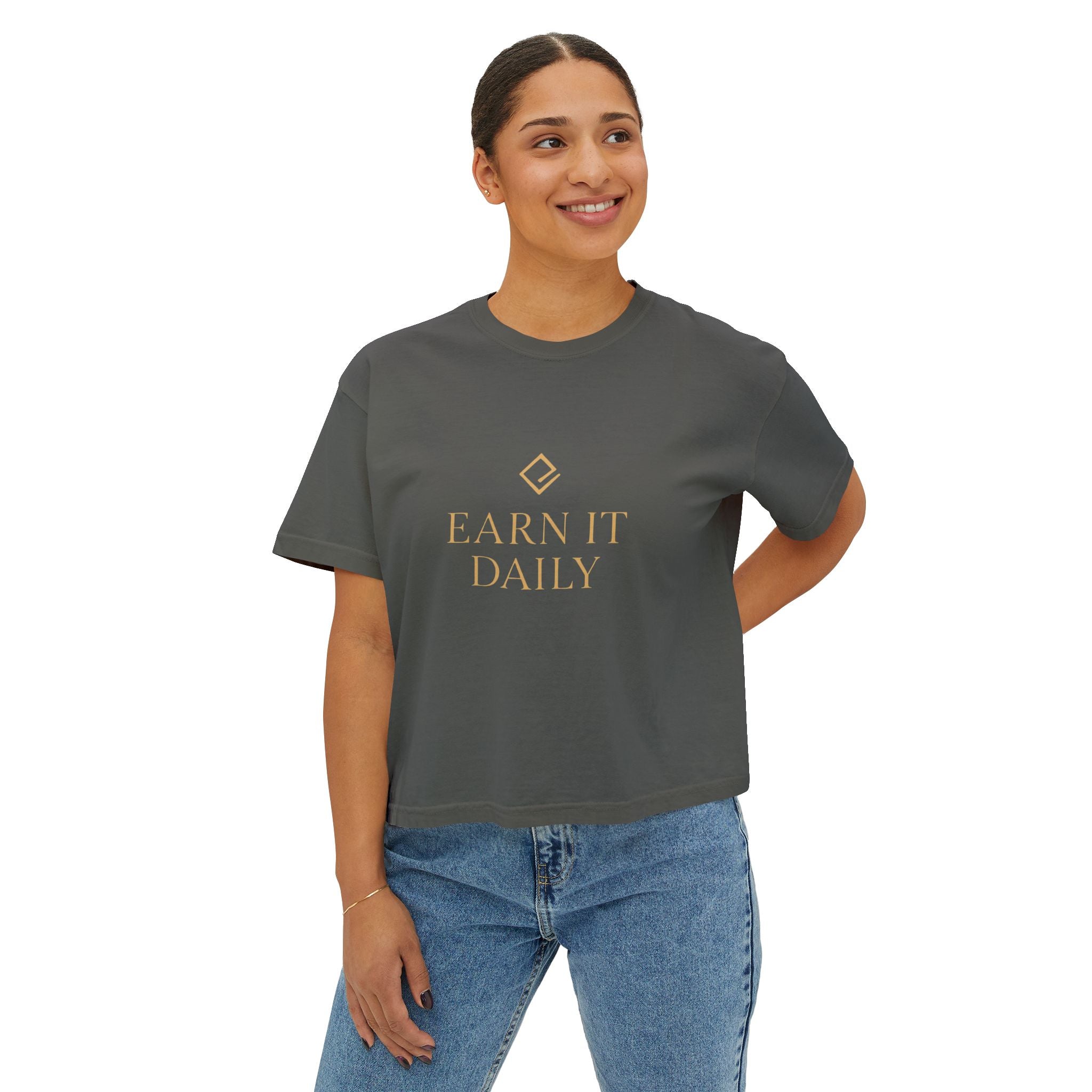 EARN IT DAILY — Garment-Dyed Boxy Tee