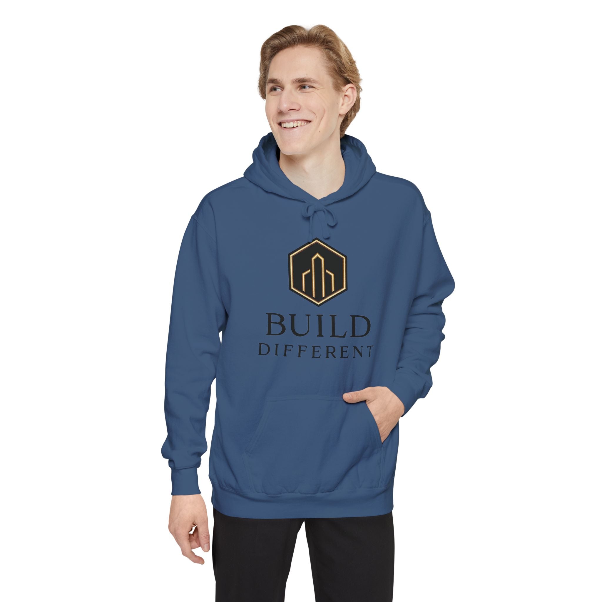 BUILD DIFFERENT — Garment-Dyed Fleece Hoodie