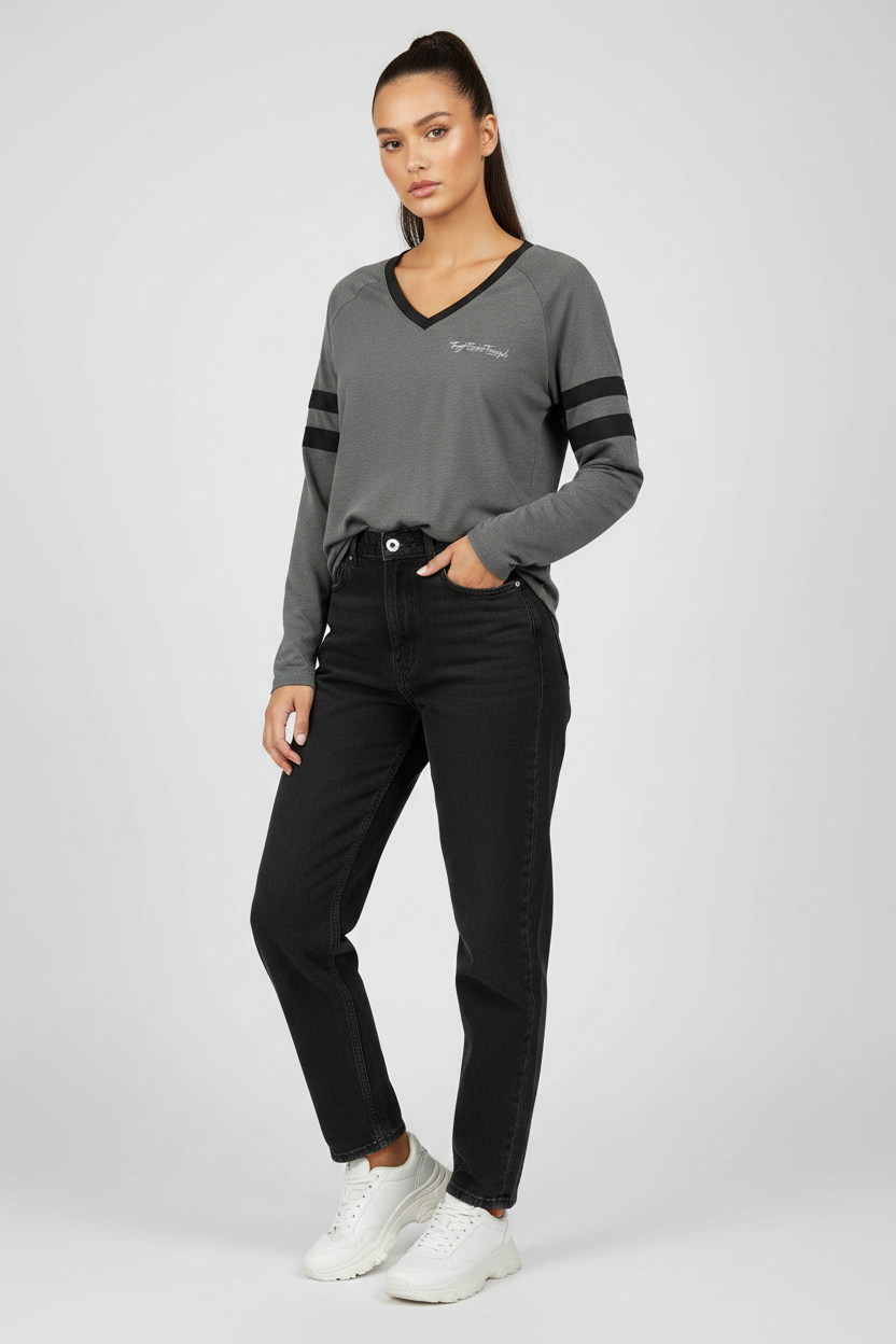 TTT Women's Stripe V-Neck Tee