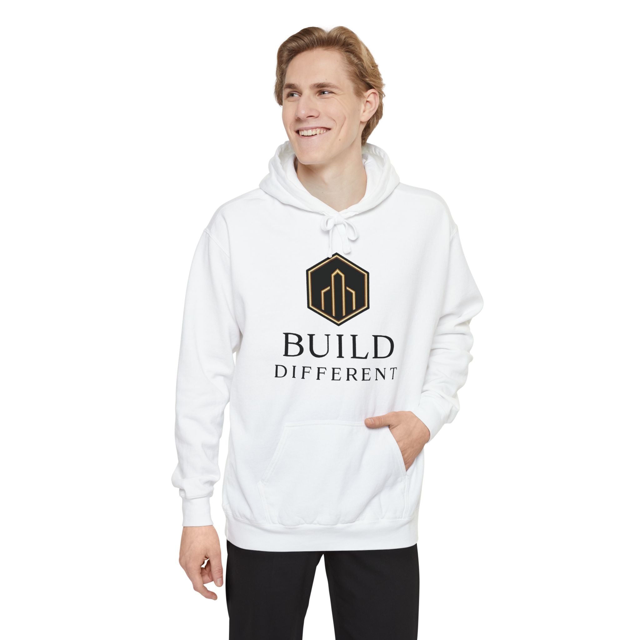BUILD DIFFERENT — Garment-Dyed Fleece Hoodie