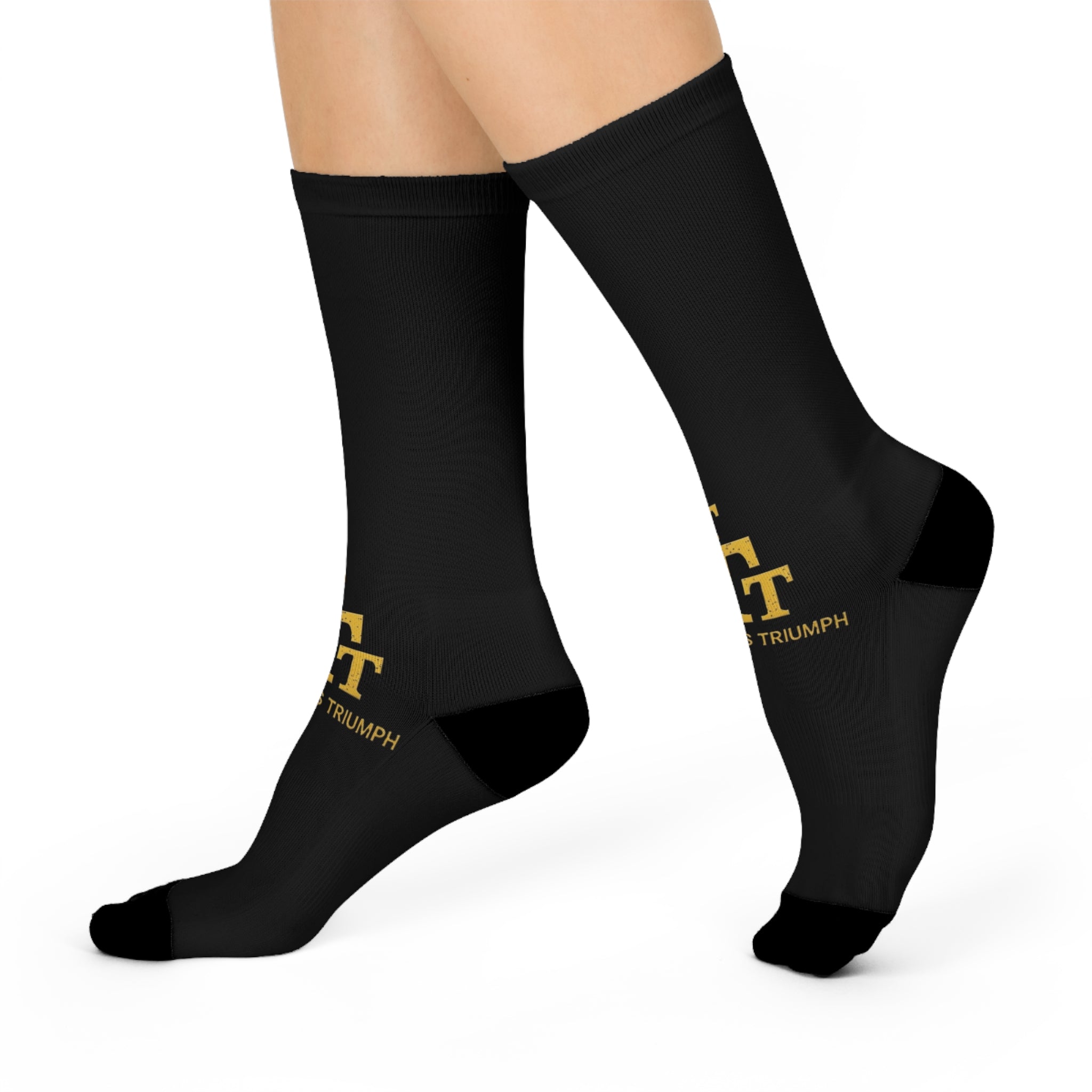 TOUGH TIMES TRIUMPH — Gold Monogram Cushioned Crew Socks