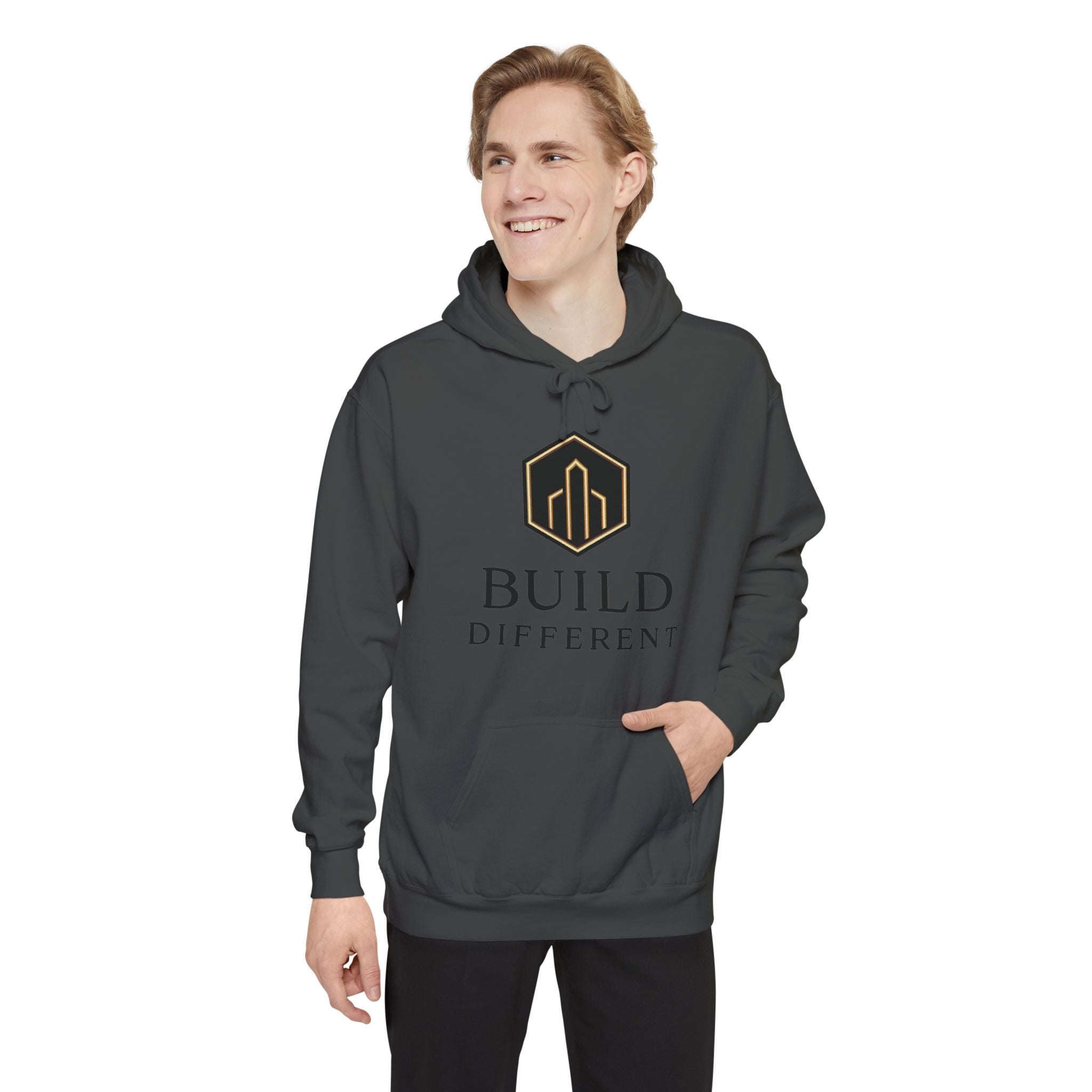 BUILD DIFFERENT — Garment-Dyed Fleece Hoodie