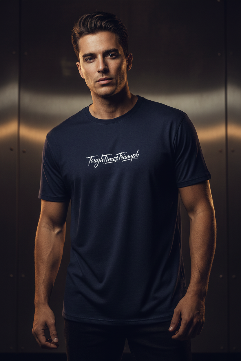 TTT PERFORMANCE TEE, angled view — TOUGH TIMES TRIUMPH | Built for those who endure