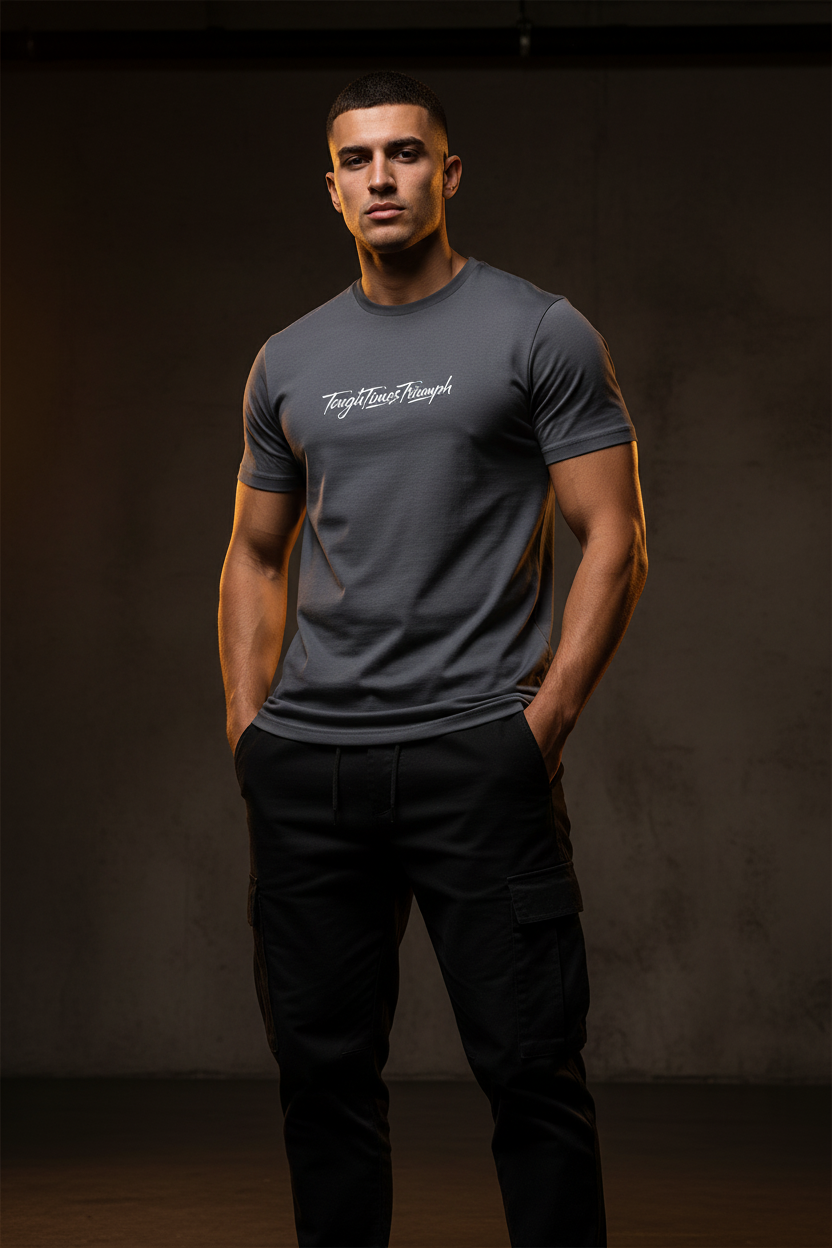 TTT PERFORMANCE TEE, flat lay — TOUGH TIMES TRIUMPH | Built for those who endure