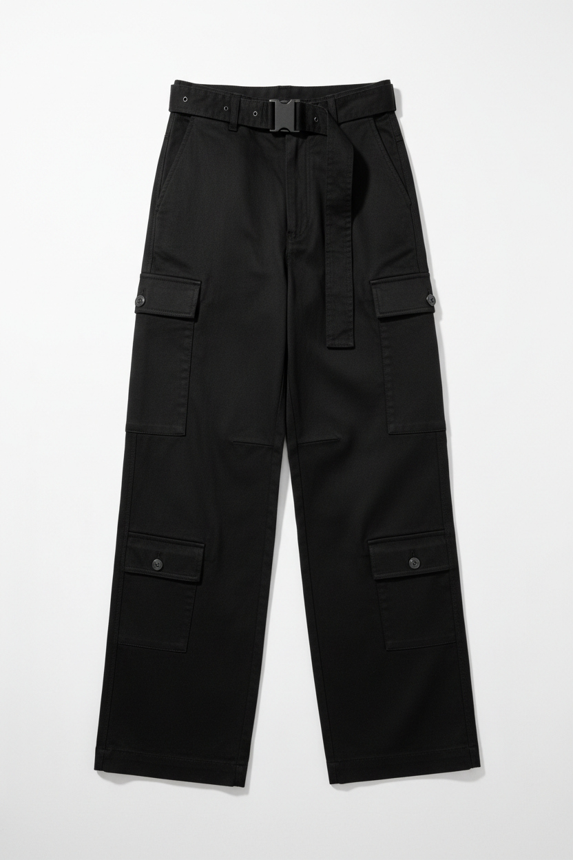 Black Wide-Leg Utility Pant