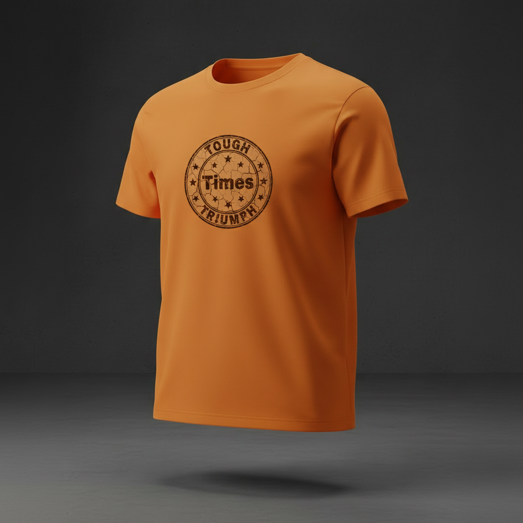 Front View - Tough Times Triumph Orange Tee