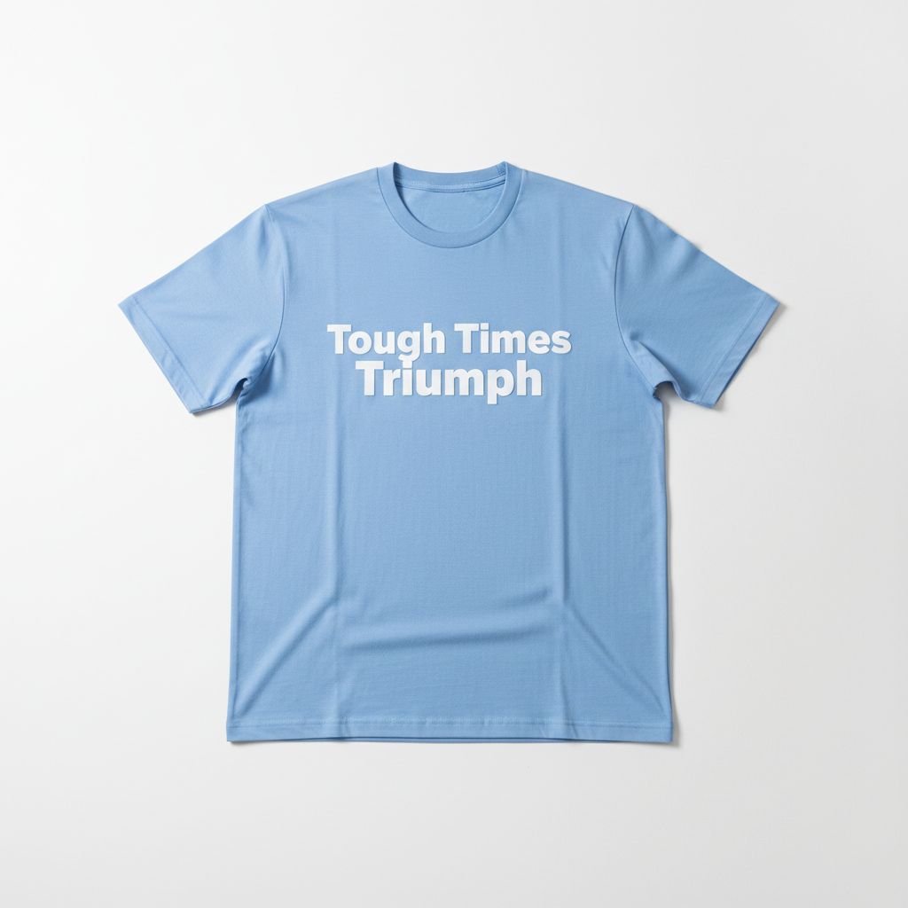 Tough Times Triumph Classic Tee - Baby Blue with White Lettering
