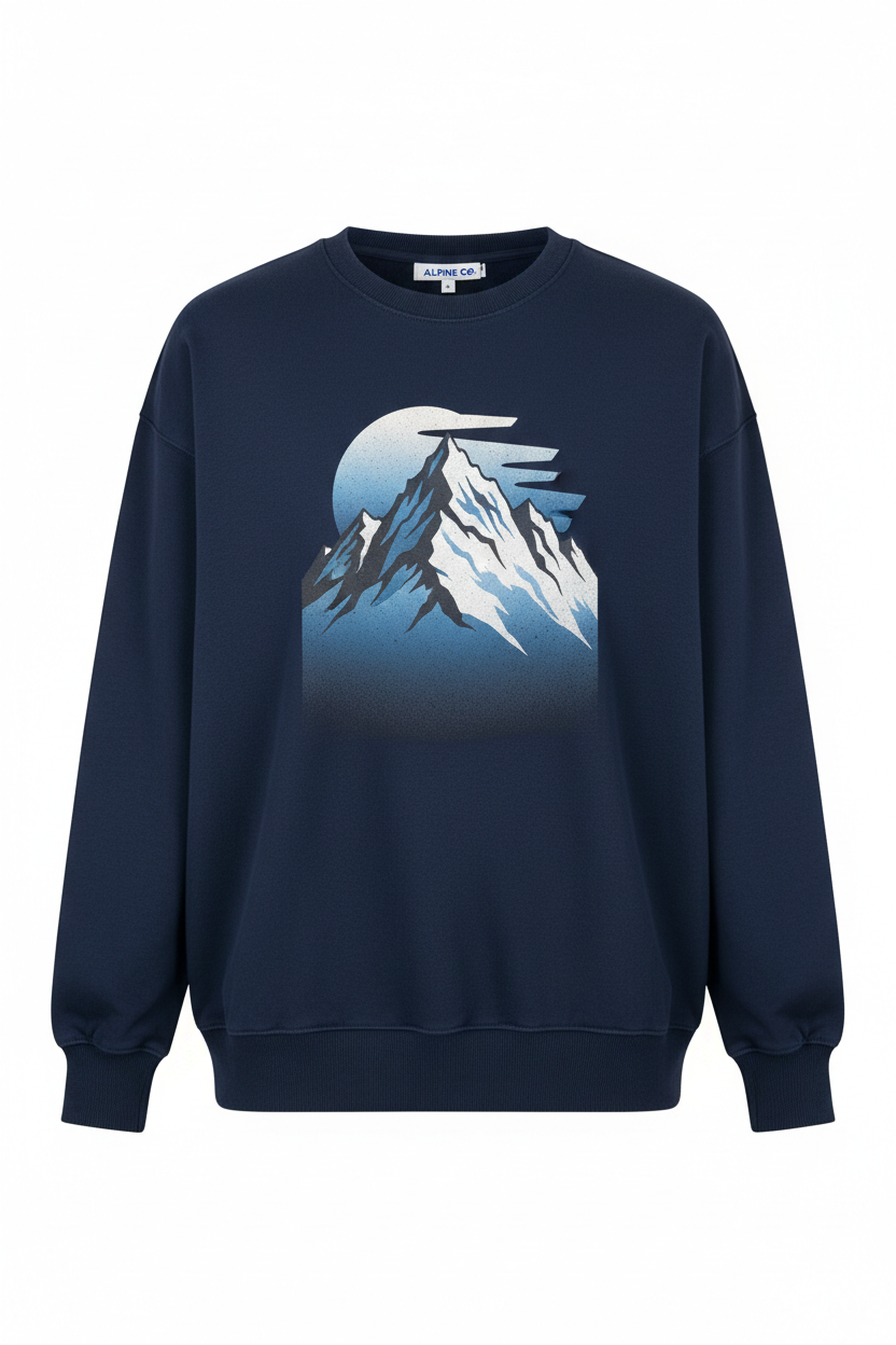 Tough Times Triumph Relaxed Crewneck Sweatshirt - Navy Mountain Summit