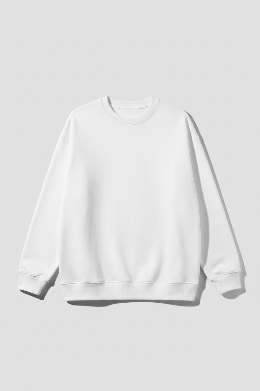 Tough Times Triumph Relaxed Crewneck Sweatshirt - White Plain