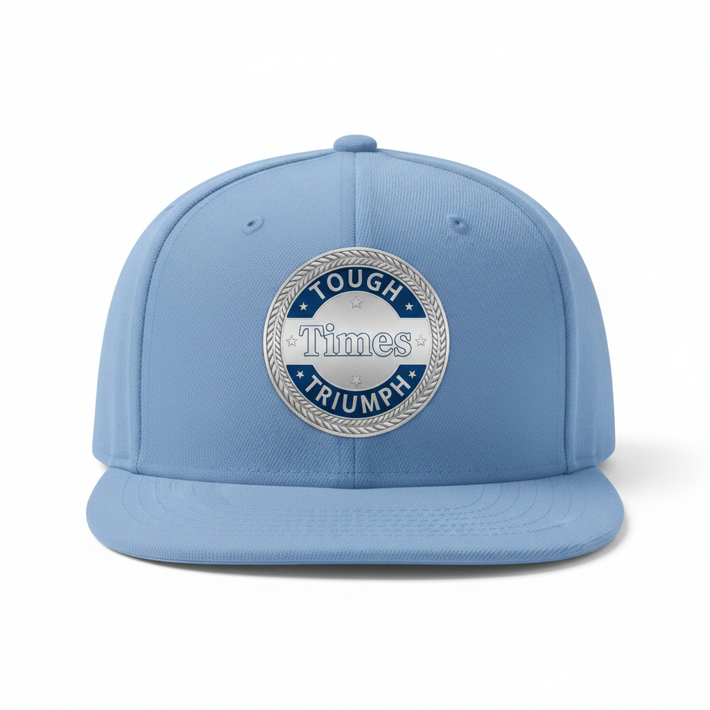 Tough Times Triumph Signature Hat - Baby Blue with Navy & Silver Logo