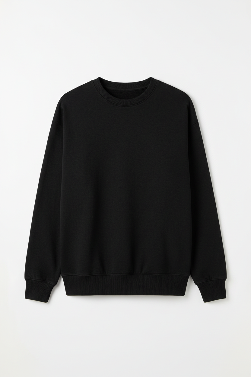 Tough Times Triumph Relaxed Crewneck Sweatshirt - Black Plain