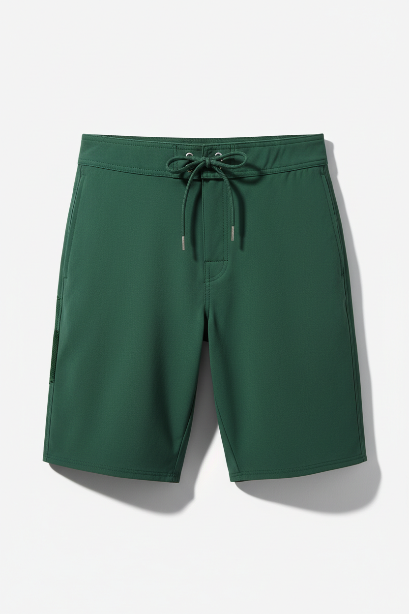 Tough Times Triumph Board Shorts - Forest Green Plain