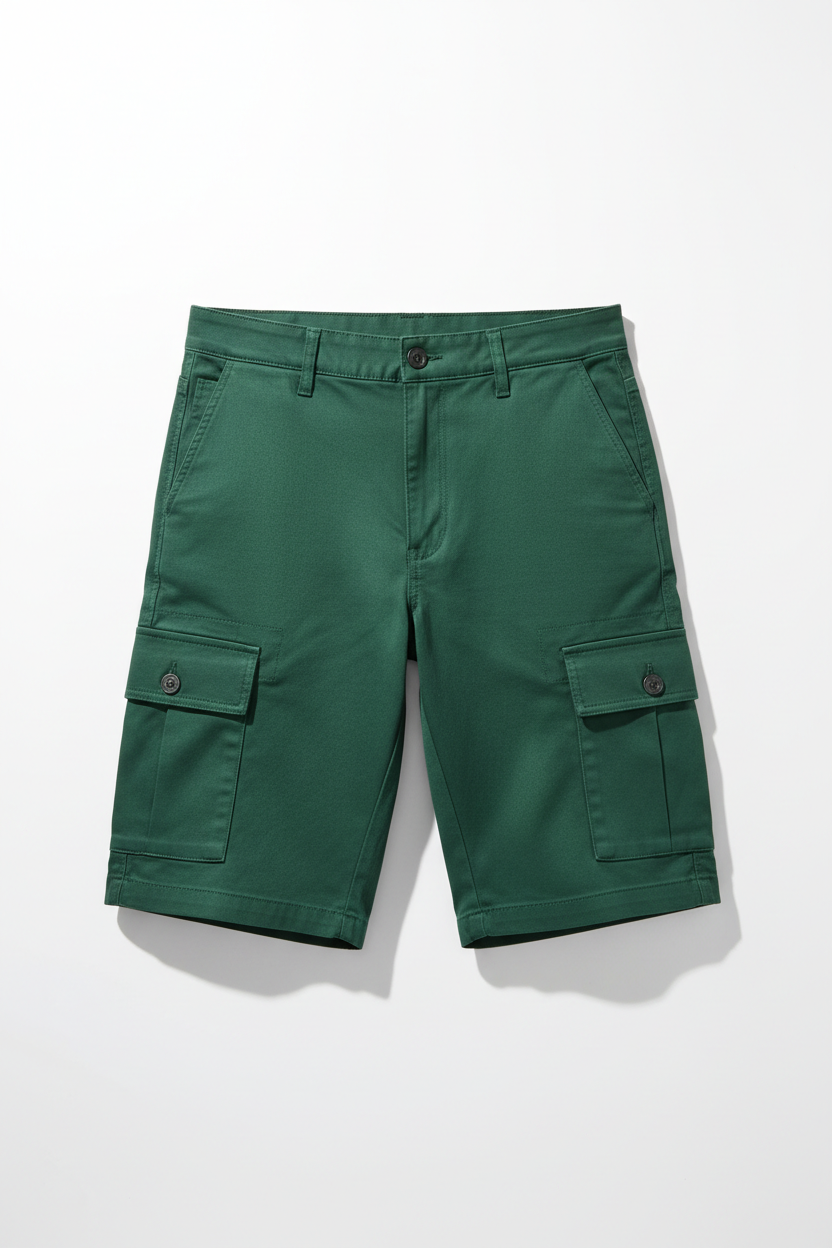 Tough Times Triumph Cargo Shorts - Forest Green Plain