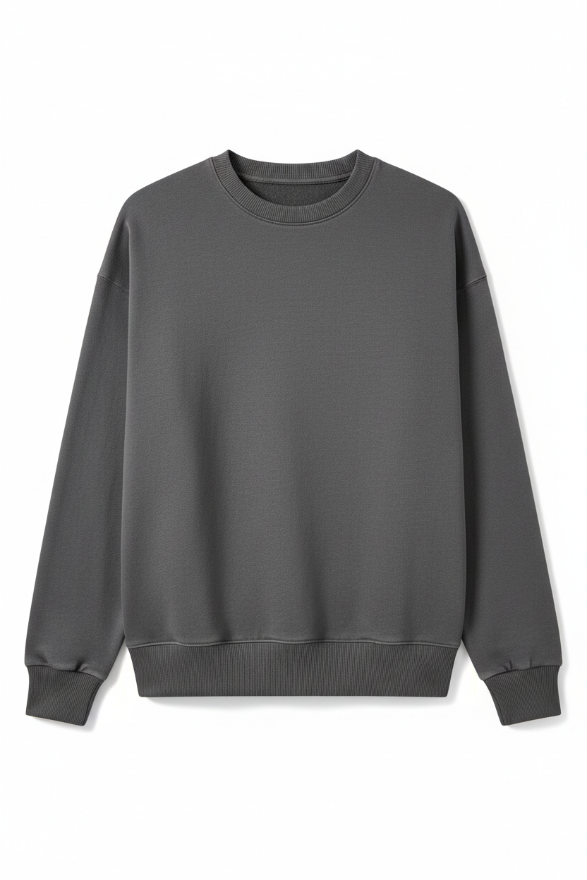 Tough Times Triumph Relaxed Crewneck Sweatshirt - Charcoal Grey Plain