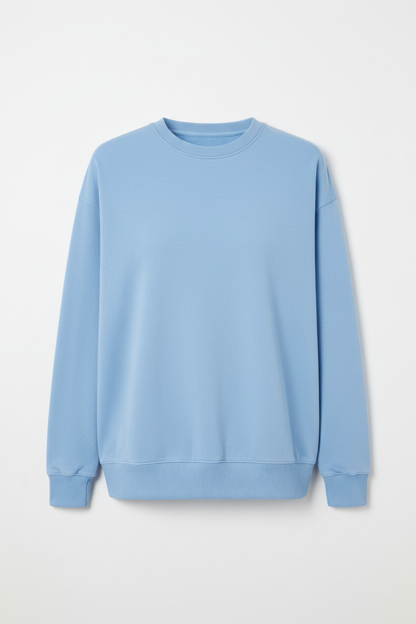 Tough Times Triumph Relaxed Crewneck Sweatshirt - Baby Blue Plain