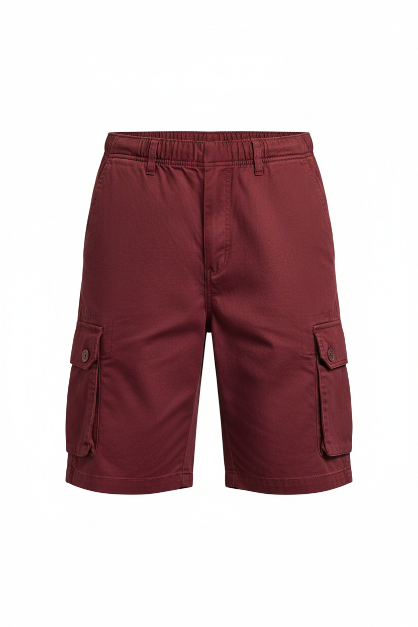 Tough Times Triumph Cargo Shorts - Burgundy Plain
