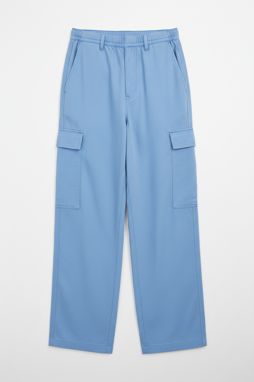Tough Times Triumph Wide-Leg Utility Pant - Baby Blue Plain