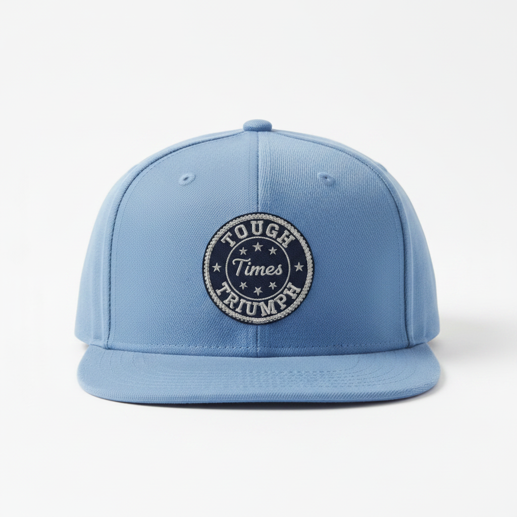 Tough Times Triumph Signature Hat - Baby Blue with Custom Badge Logo