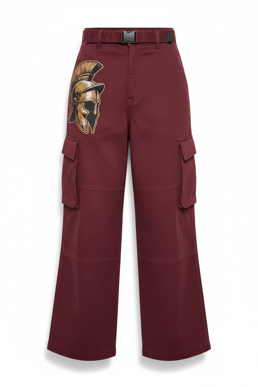 Tough Times Triumph Wide-Leg Utility Pant - Burgundy Roman Soldier