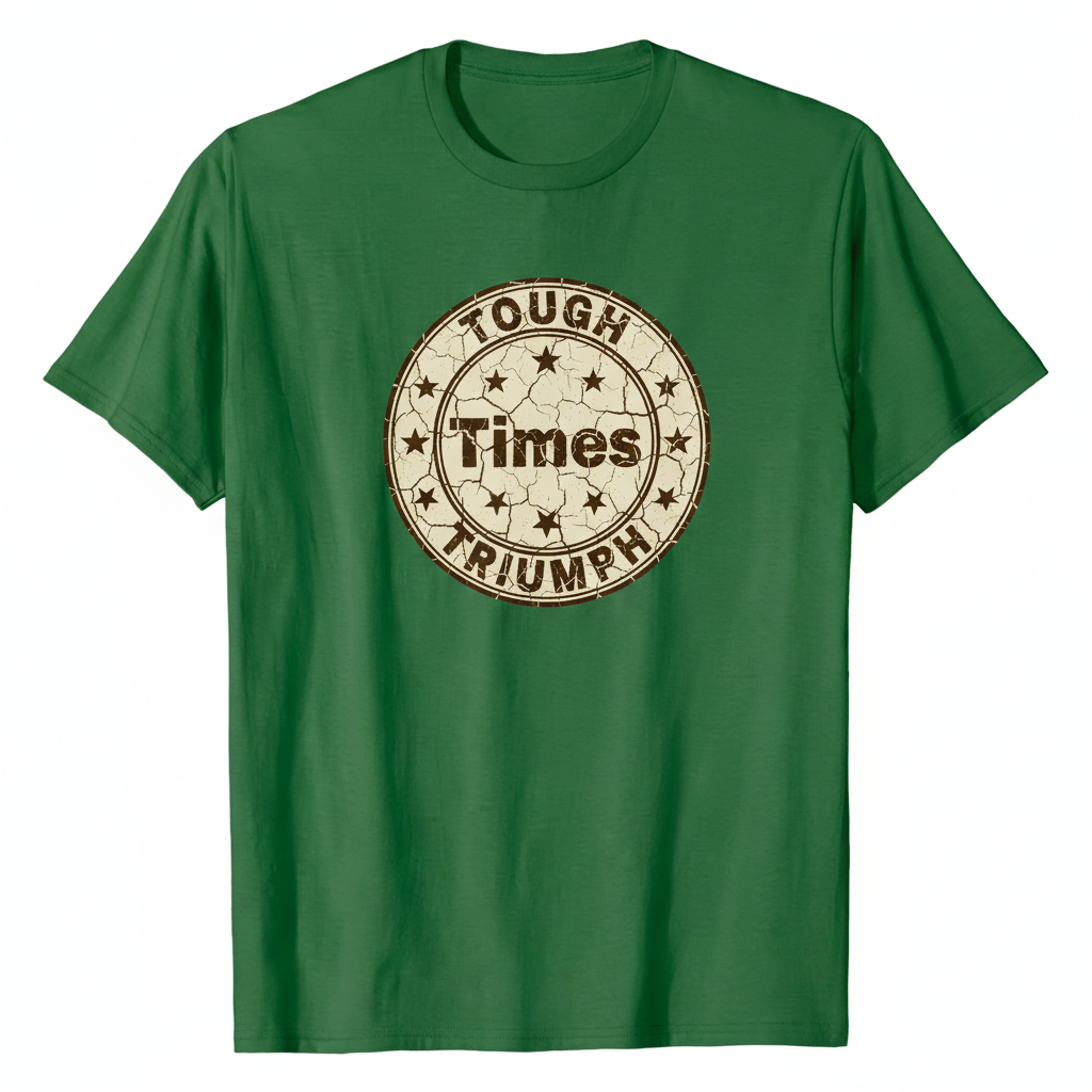 Tough Times Triumph Classic Tee - Forest Green with Vintage Distressed Stamp Logo