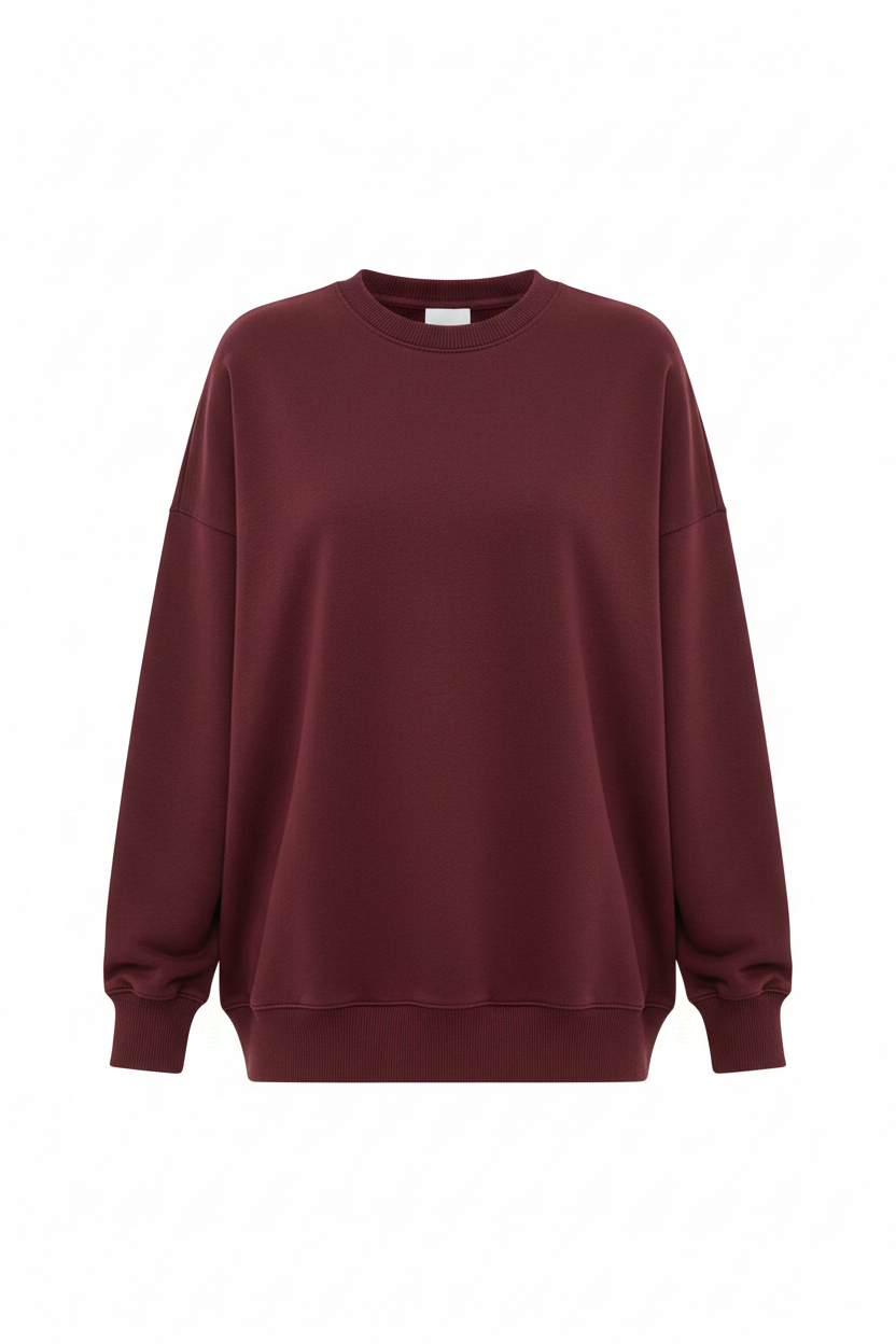 Tough Times Triumph Relaxed Crewneck Sweatshirt - Burgundy Plain