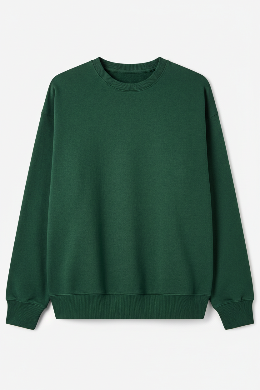Tough Times Triumph Relaxed Crewneck Sweatshirt - Forest Green Plain