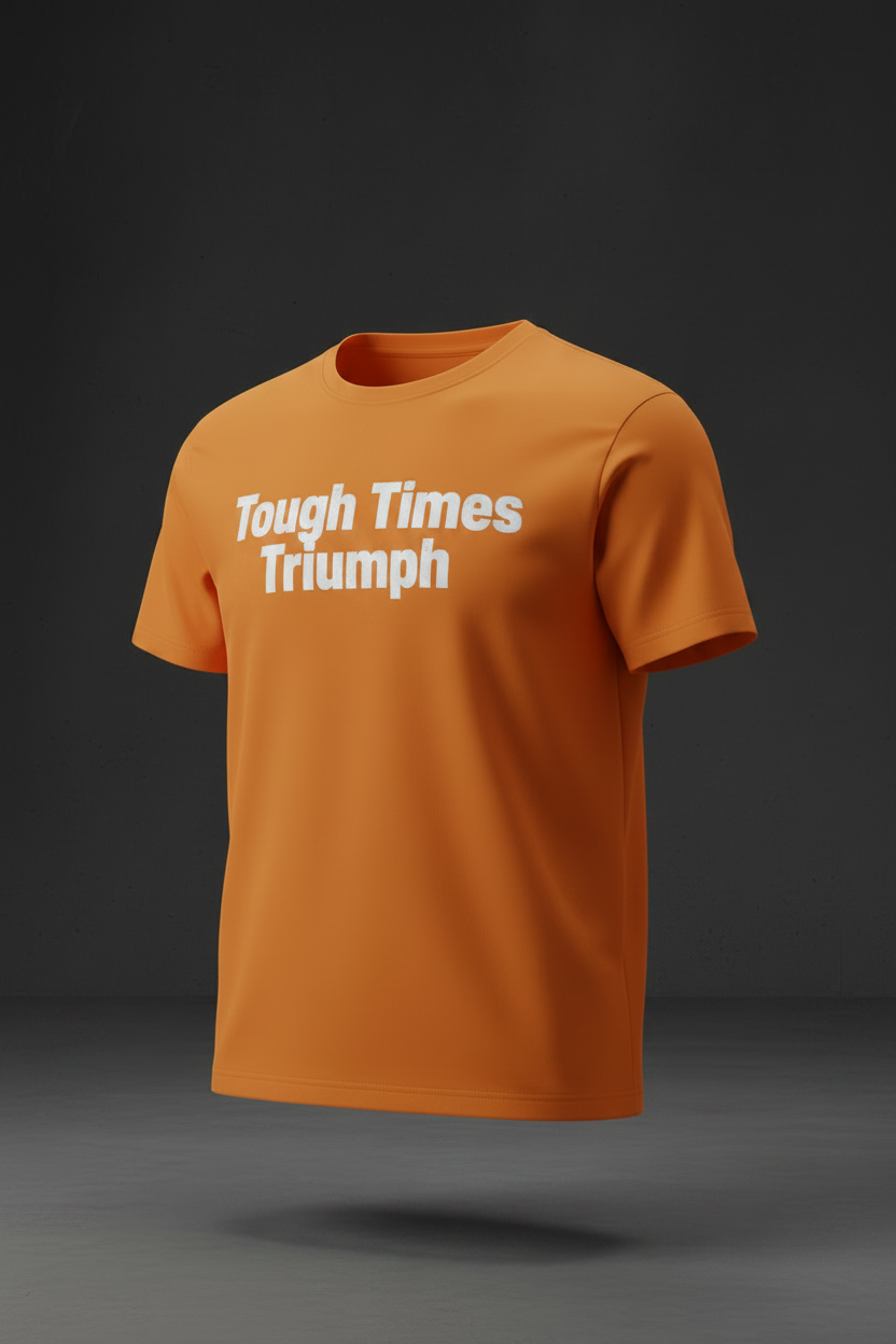 Tough Times Triumph Classic Tee - Orange with White Lettering