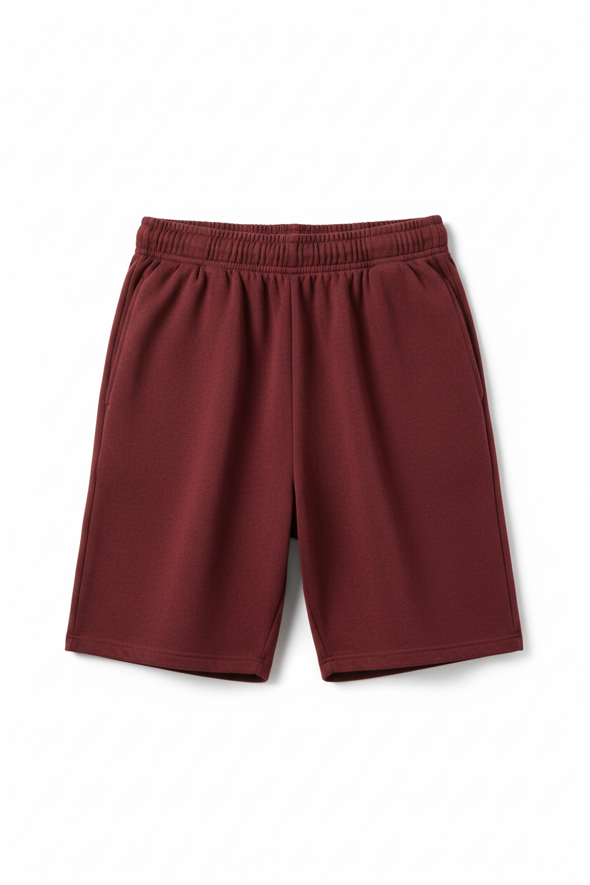 Tough Times Triumph French Terry Shorts - Burgundy Plain
