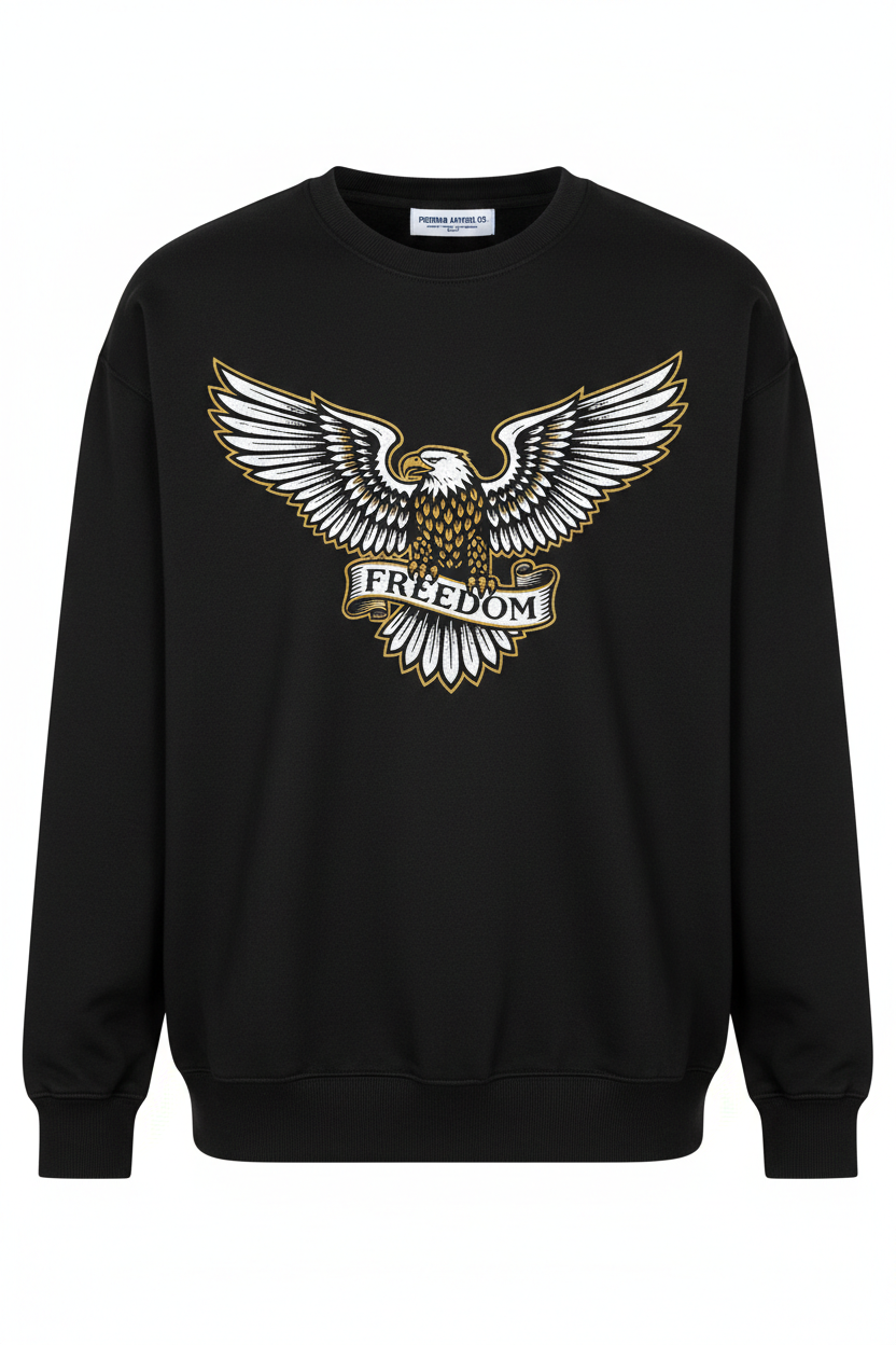 Tough Times Triumph Relaxed Crewneck Sweatshirt - Black Eagle Banner