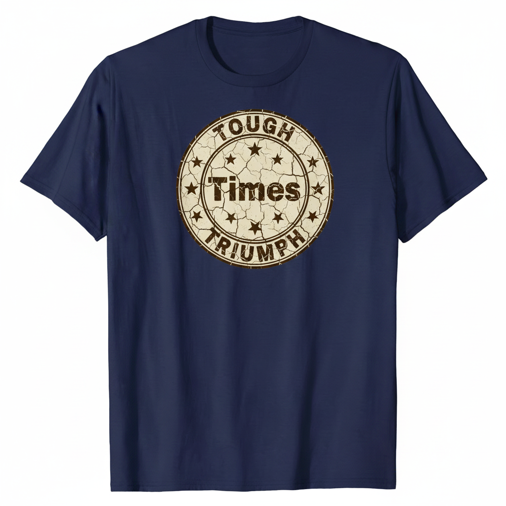 Tough Times Triumph Classic Tee - Navy with Vintage Distressed Stamp Logo