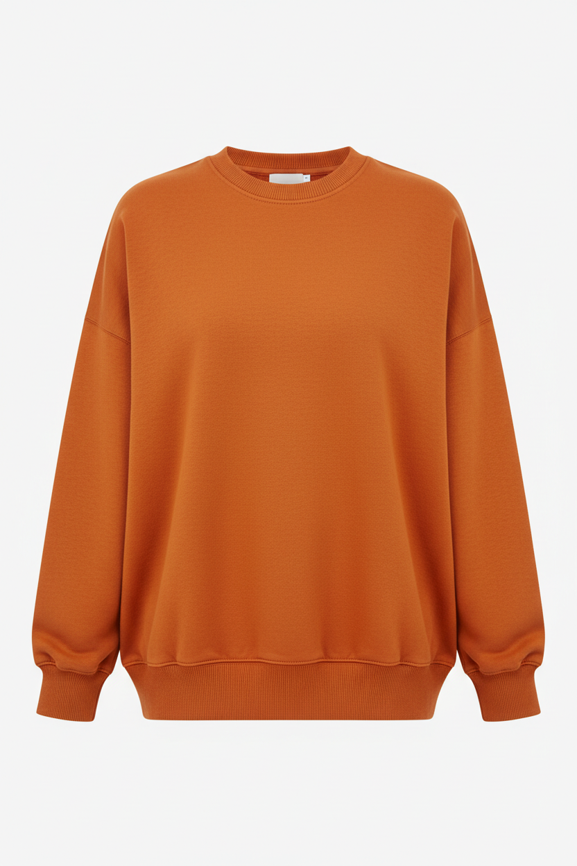 Tough Times Triumph Relaxed Crewneck Sweatshirt - Orange Plain