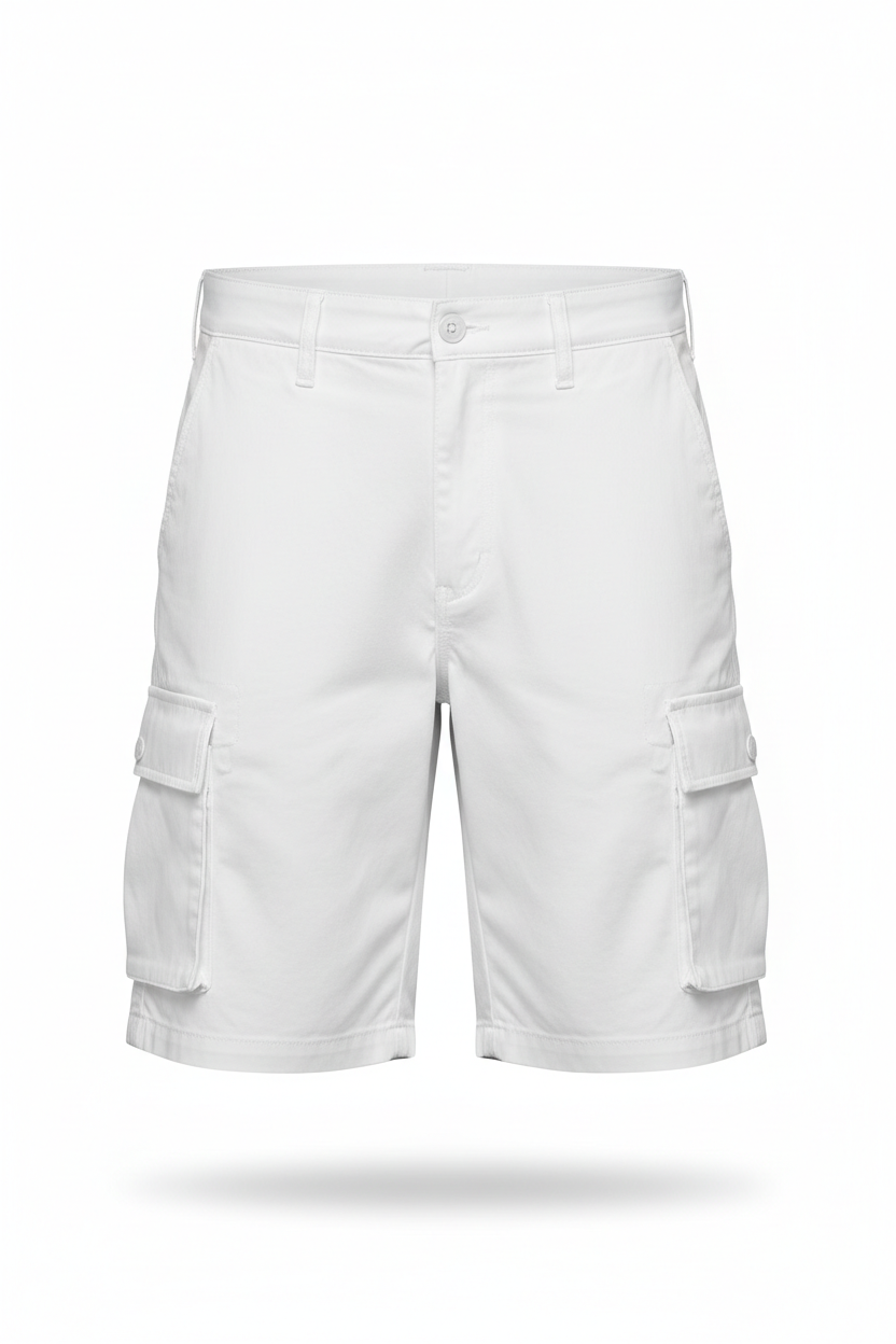 Tough Times Triumph Cargo Shorts - White Plain