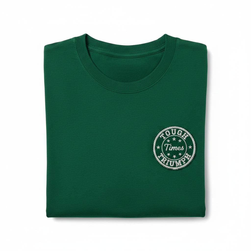 Tough Times Triumph Classic Tee - Forest Green with White Badge Logo