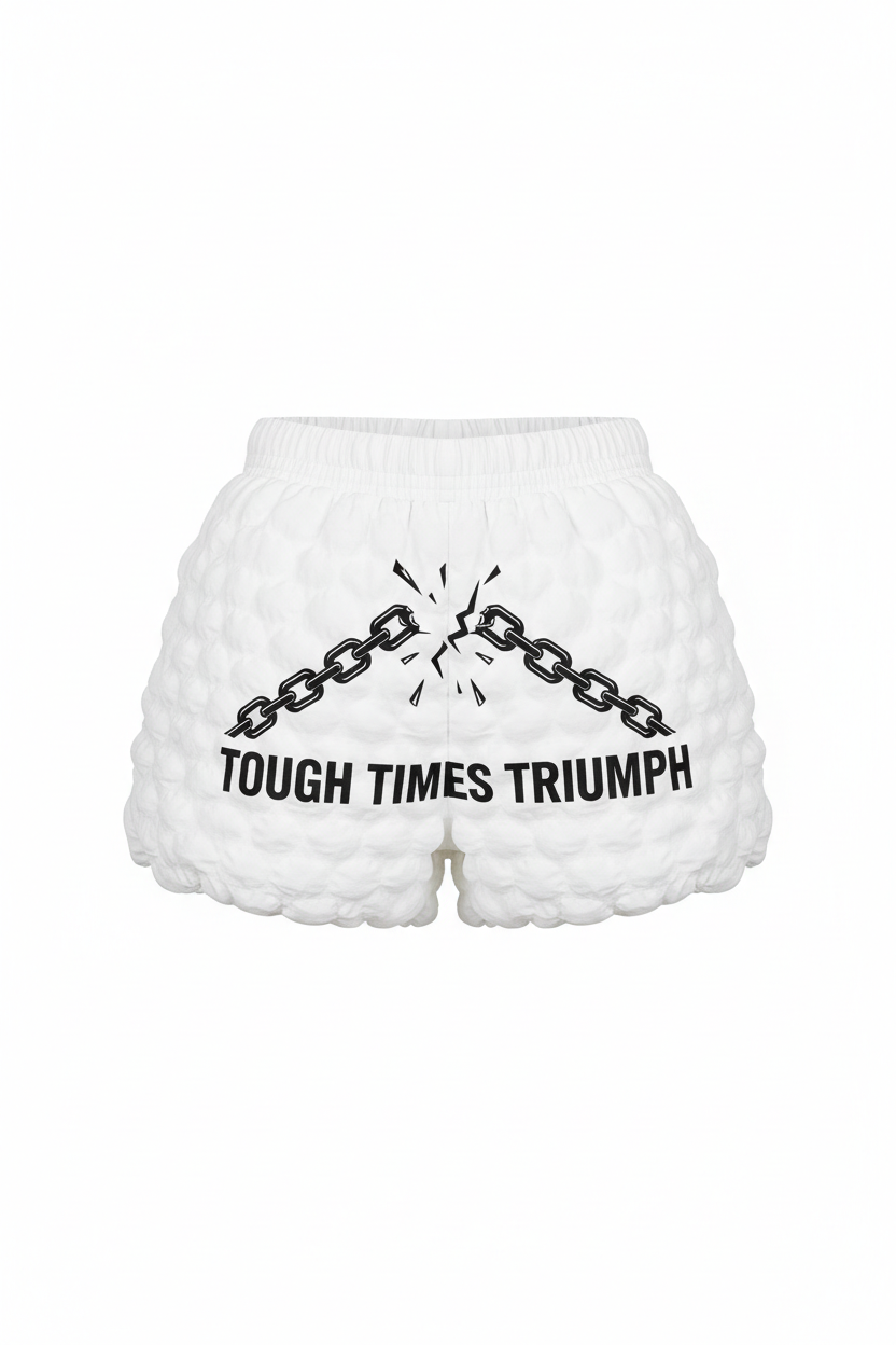 White Bubble Shorts - Broken Chains